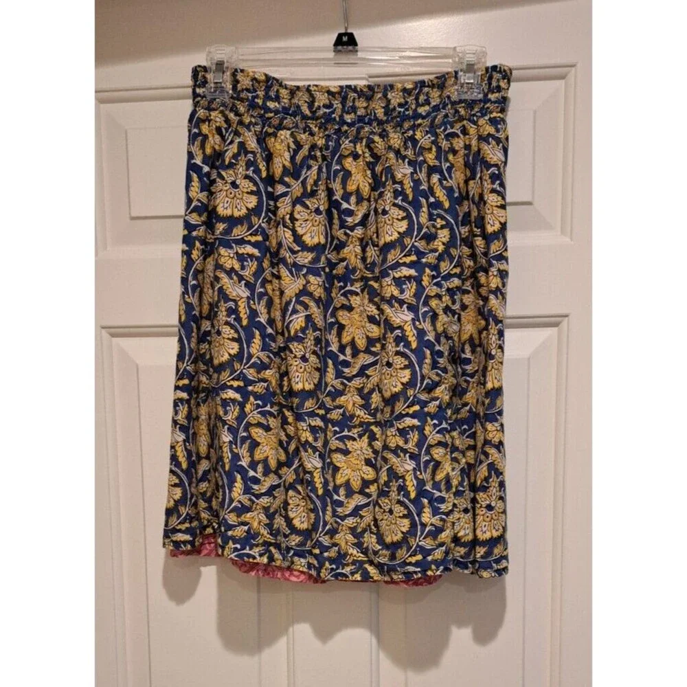 Sundance Smocked Elastic Waist Casual Lined Floral Boho Skirt Size Small